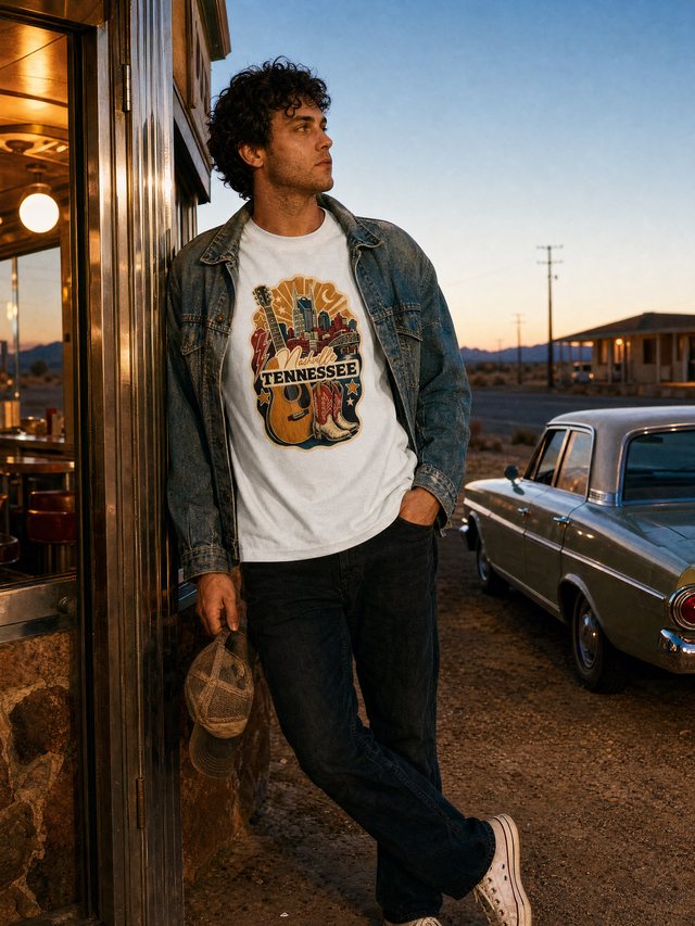 Nashville, TN — Men's Oversized T-Shirt in White