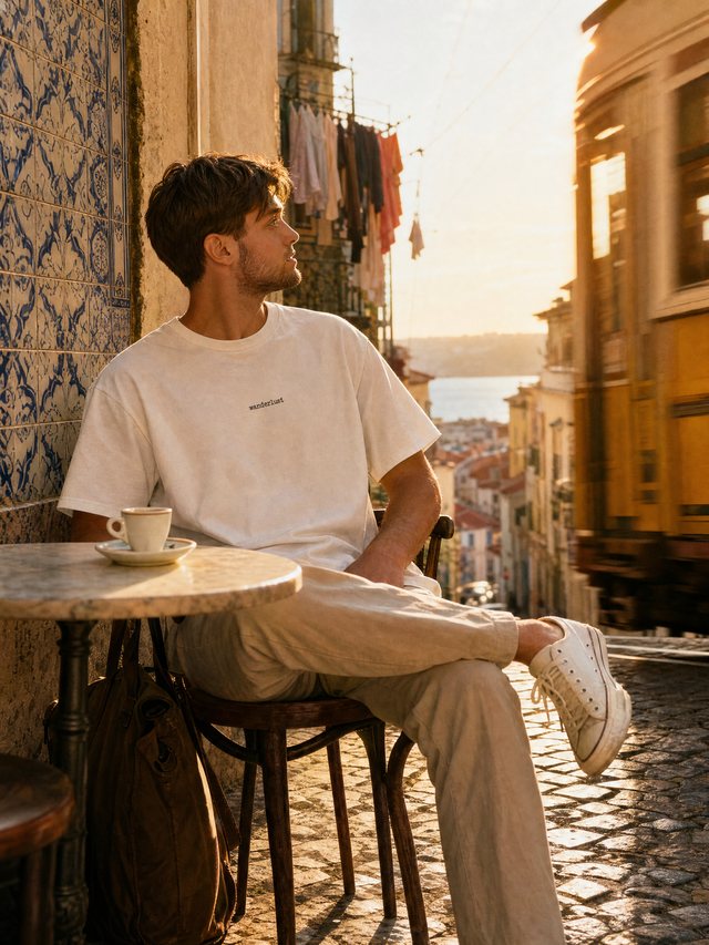 Wanderlust — Men's Oversized T-Shirt in White